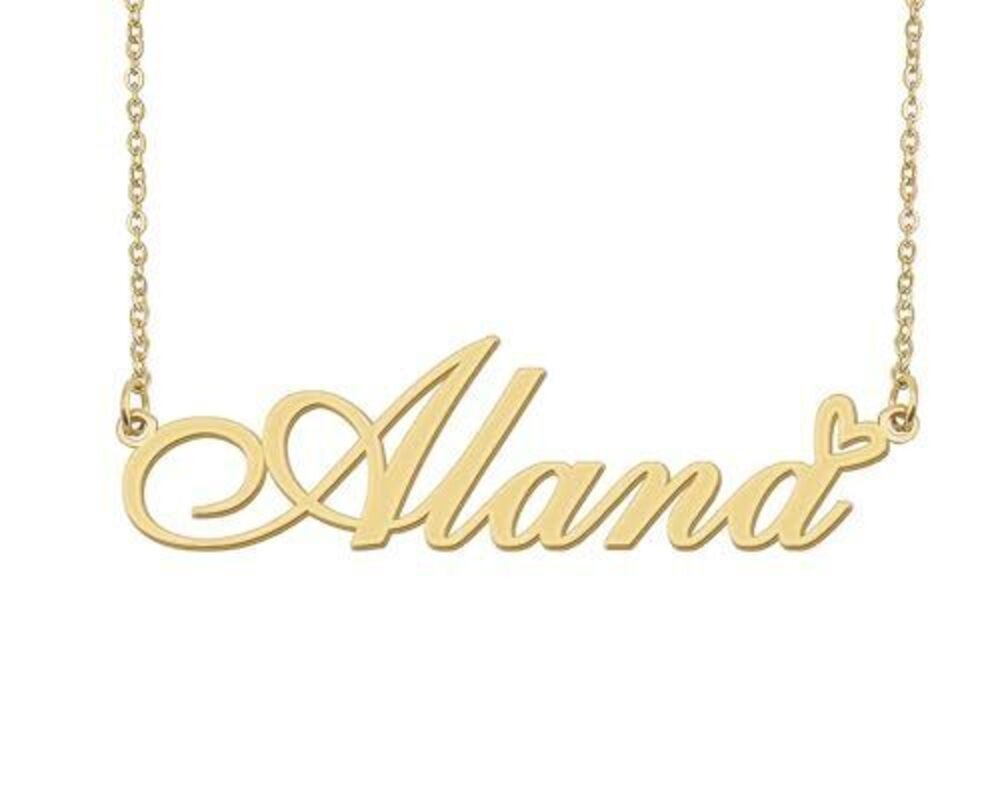 3645 Alana Name Necklace Heart Charm Pendant 18k Gold Plated Stainless